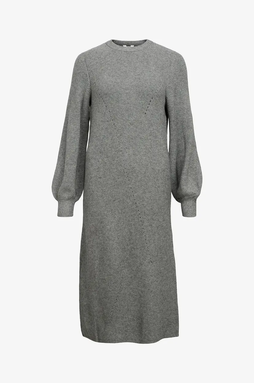 Object Collectors Item Kjole objDitte RE L/S Knit Midi Dress - Grå