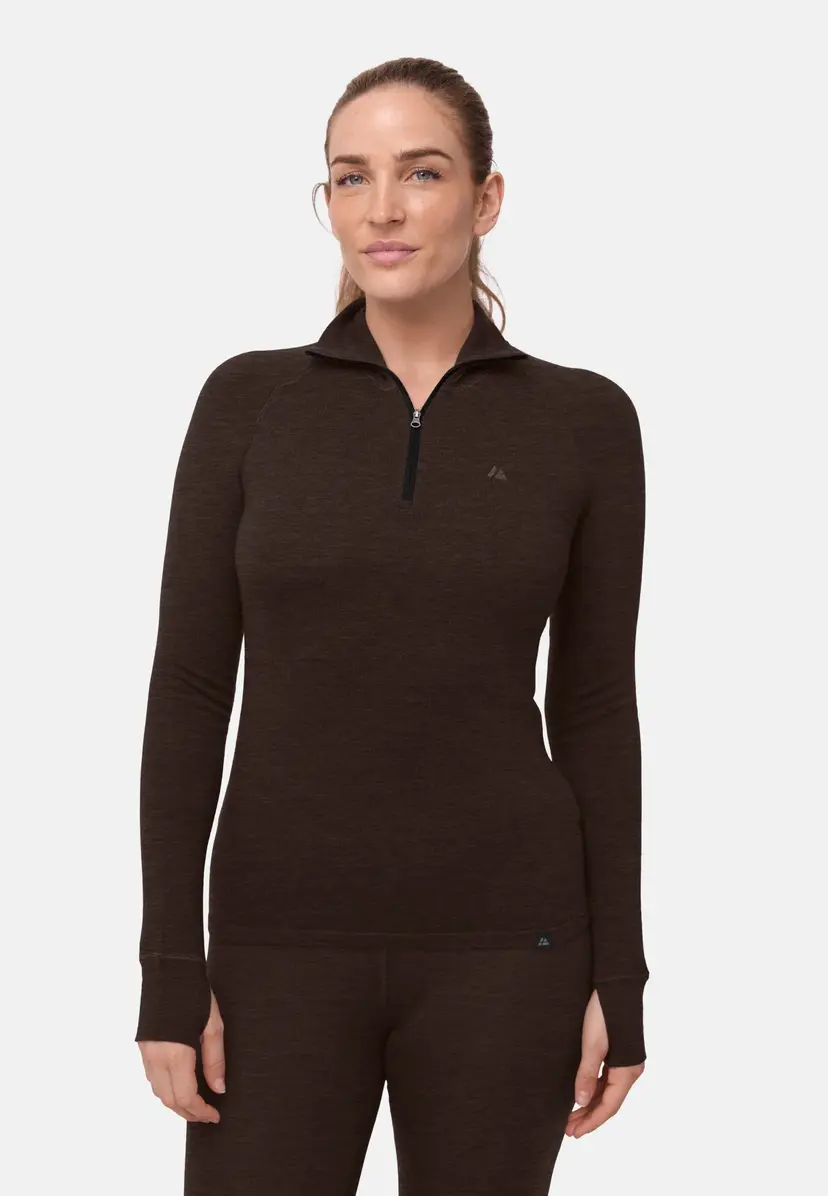 DANISH ENDURANCE DANISH ENDURANCE Merino Half-zip Skiundertrøje, Brun, S