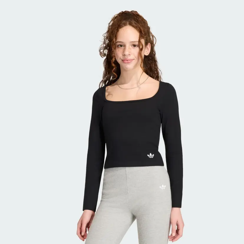 Adidas SLIM FRONT SQUARE COLLAR LONGSLEEVE T-skjorte
