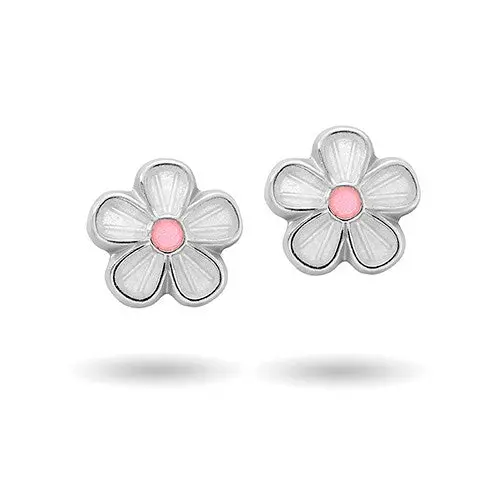 Pia&Per Pia&Per - Blomster ørestik med hvid emalje - 9000603