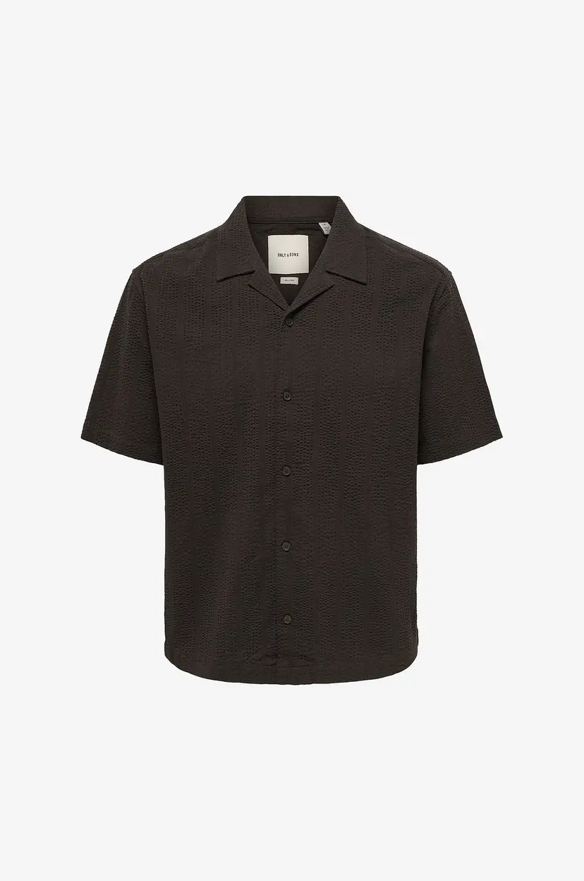 Only & Sons Skjorte onsCruz Rlx Seersucker Resort SS SH - Svart