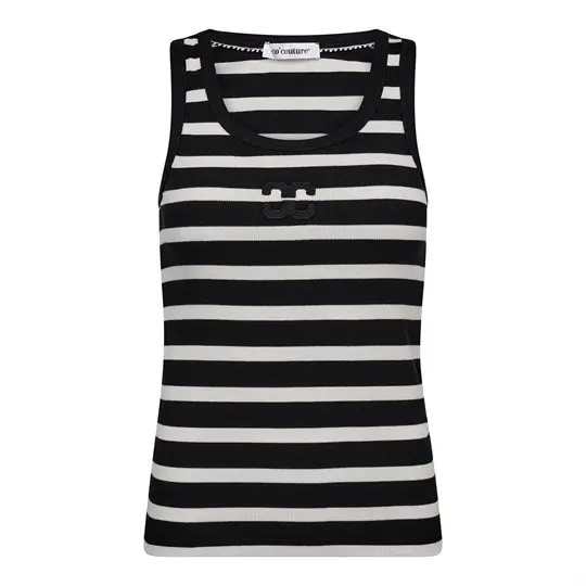 Co Couture Co' Couture - Granny Rib Emb Tank Top - OffWhite Black