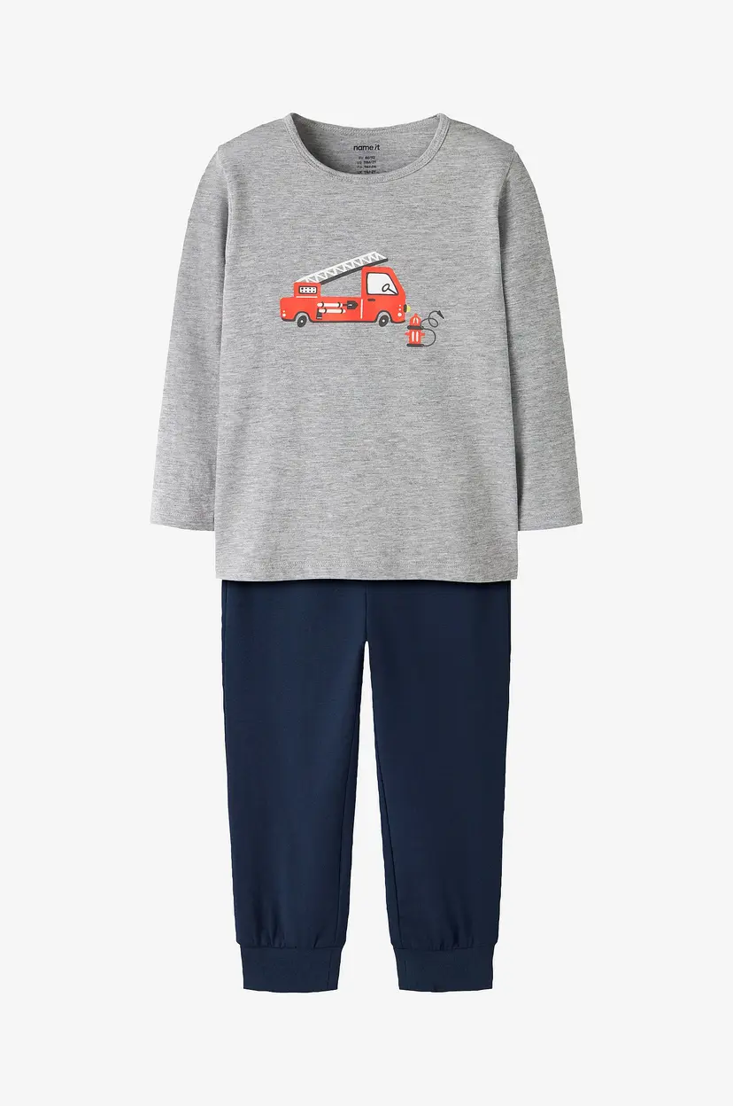NAME IT Pysjsett nmmNightset Grey Firetruck - Grå