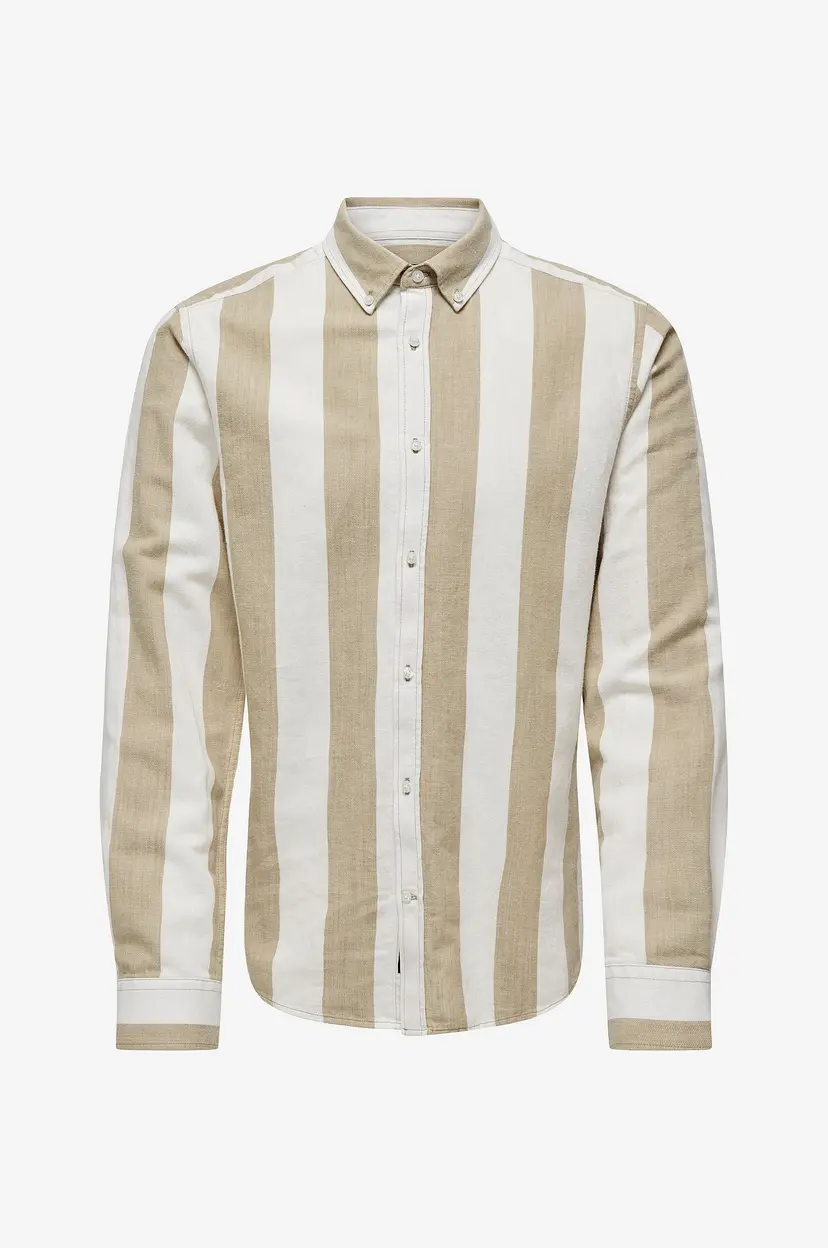 Only & Sons Skjorte onsArlo Slim LS Stripe Hrb Linen SH - Beige