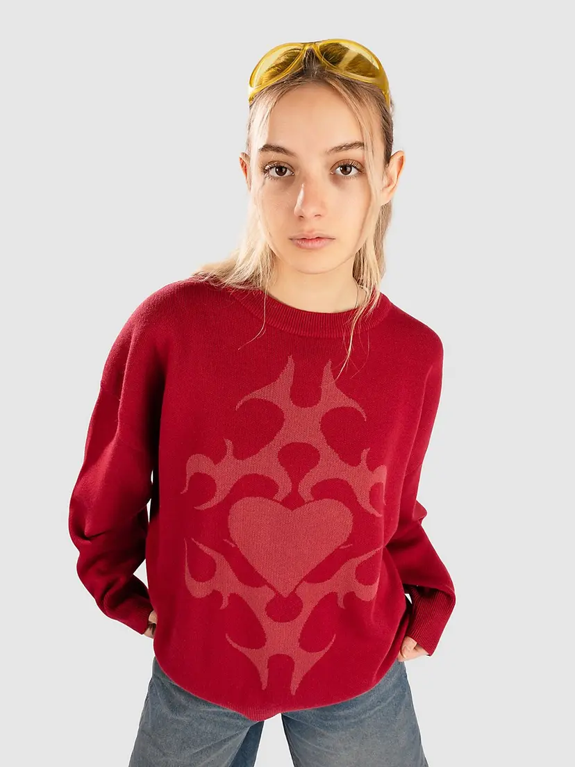 Blue Tomato Blue Tomato Jacquard Heart Strikket genser rød