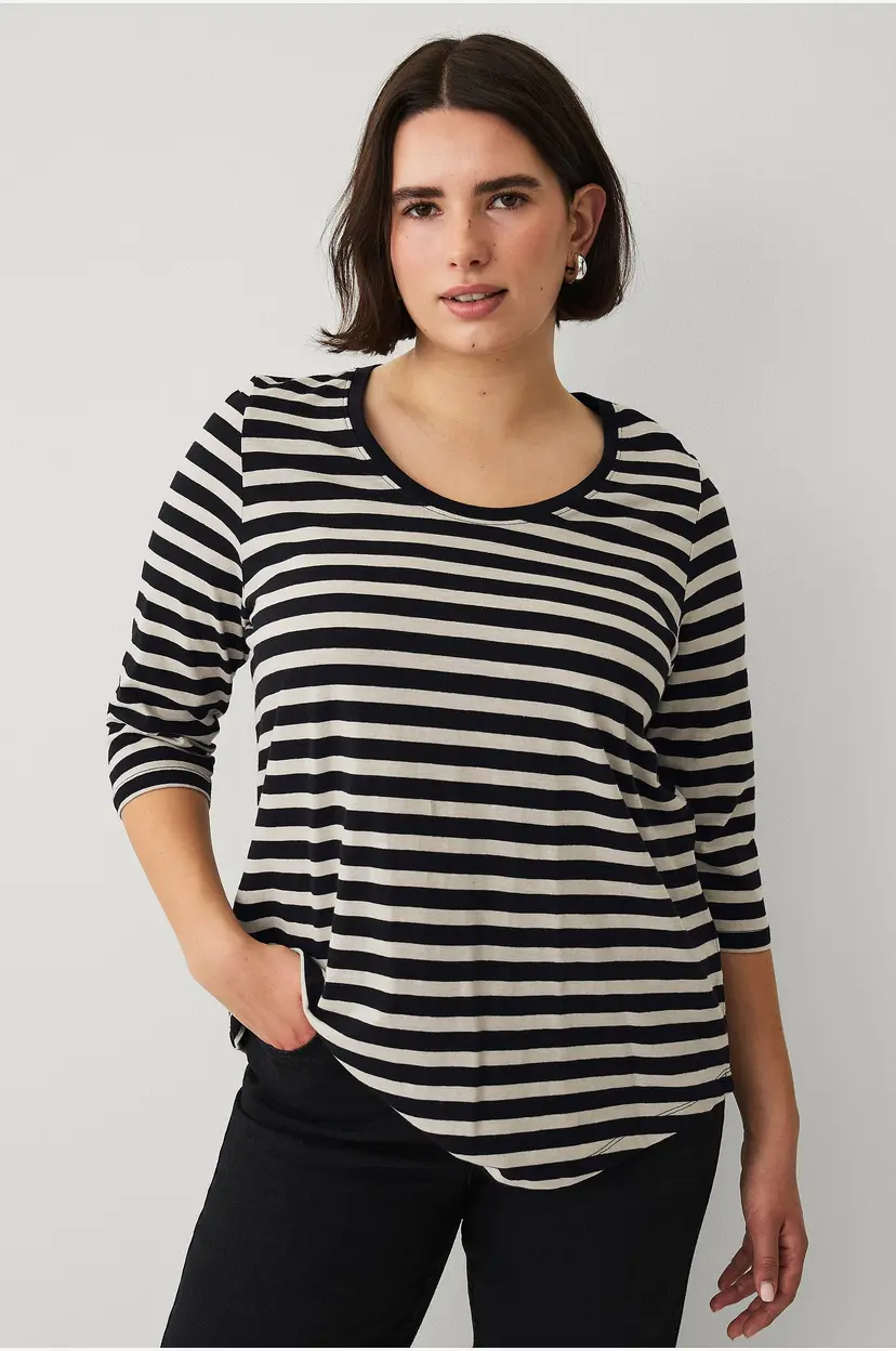 Ellos Plus collection Langermet topp med rund hals - Brun