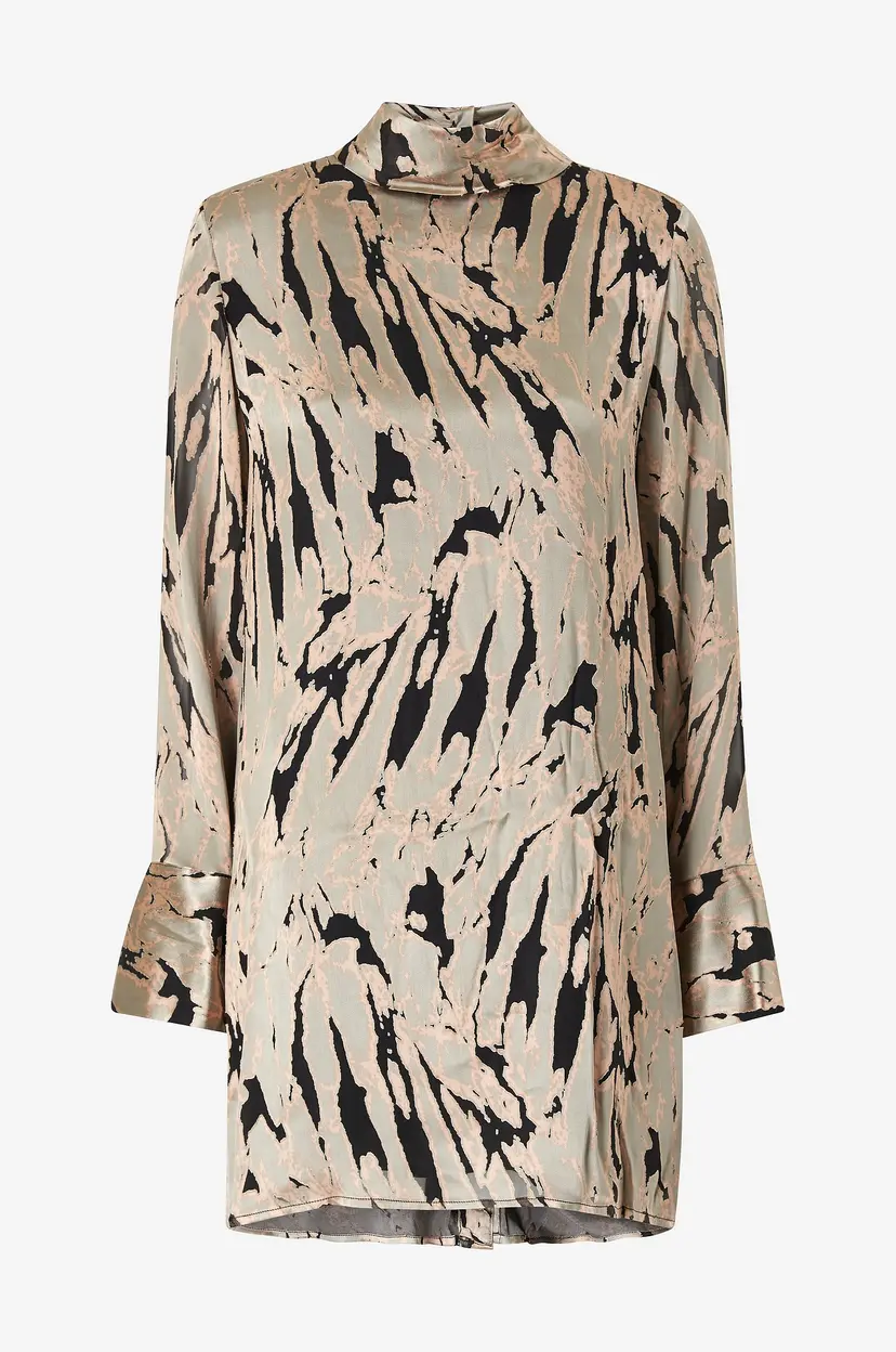 By Malina Kjole Awa Silk Blend Mini Dress - Flerfarget