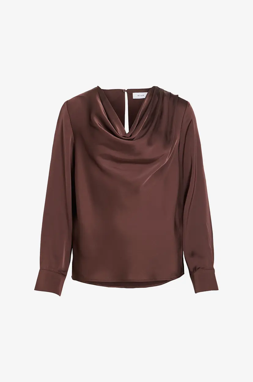 Vila Bluse Vifreja Waterfall L/S Top/Dc - Brun