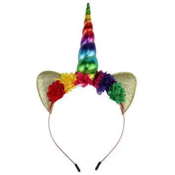 Lili Marleen Enhjørning/unicorn hårbøjle, tivoli - regnbue, deluxe