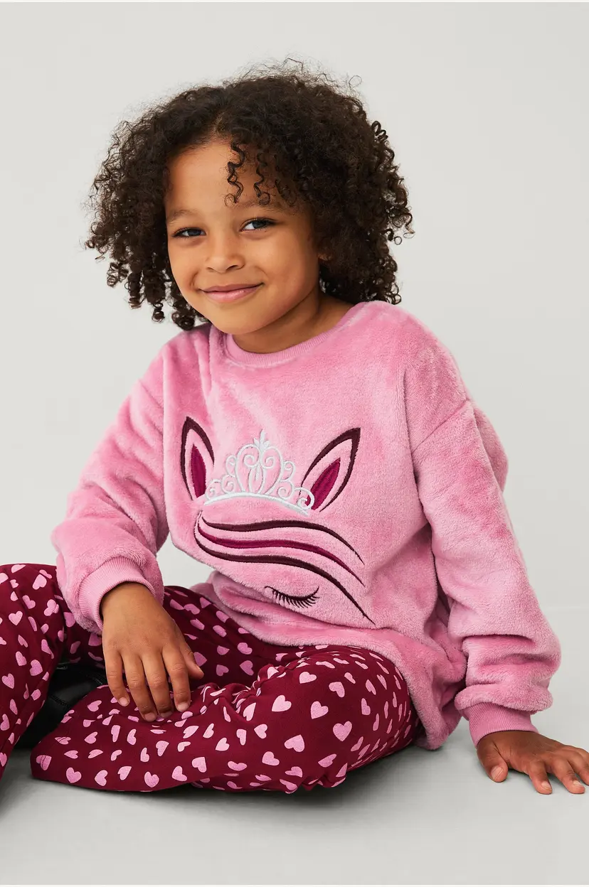 Ellos Collection Fleeceskjorte med broderi - Rosa