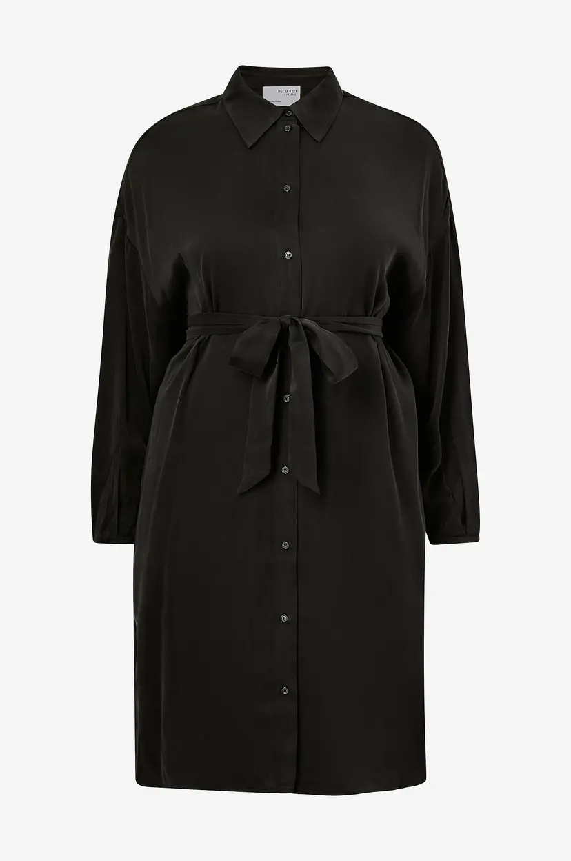 Selected FEMME CURVE Skjortekjole slfIrene-Tonia LS Shirt Dress Curve - Svart