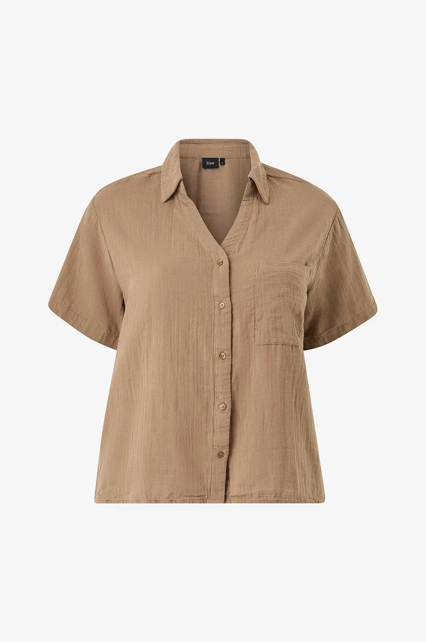 Zizzi Skjorte vvIvu S/S Shirt - Brun