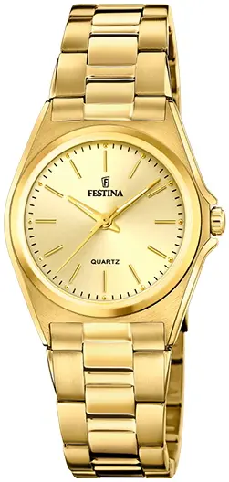 Festina Festina Dameklokke F20557-3 Classic Gull/Gulltonet stål Ø31 mm