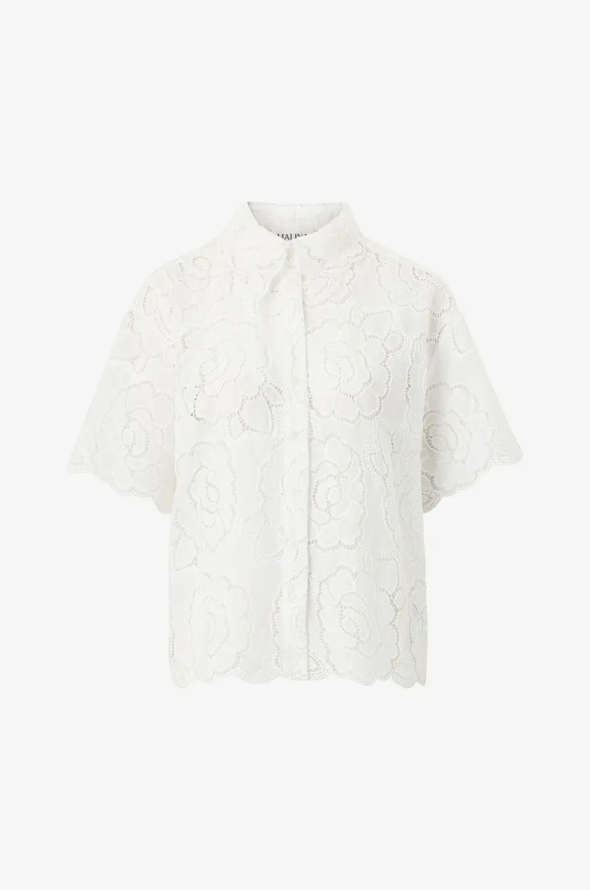 By Malina Skjorte Claudia Short Sleeve Lace - Hvit