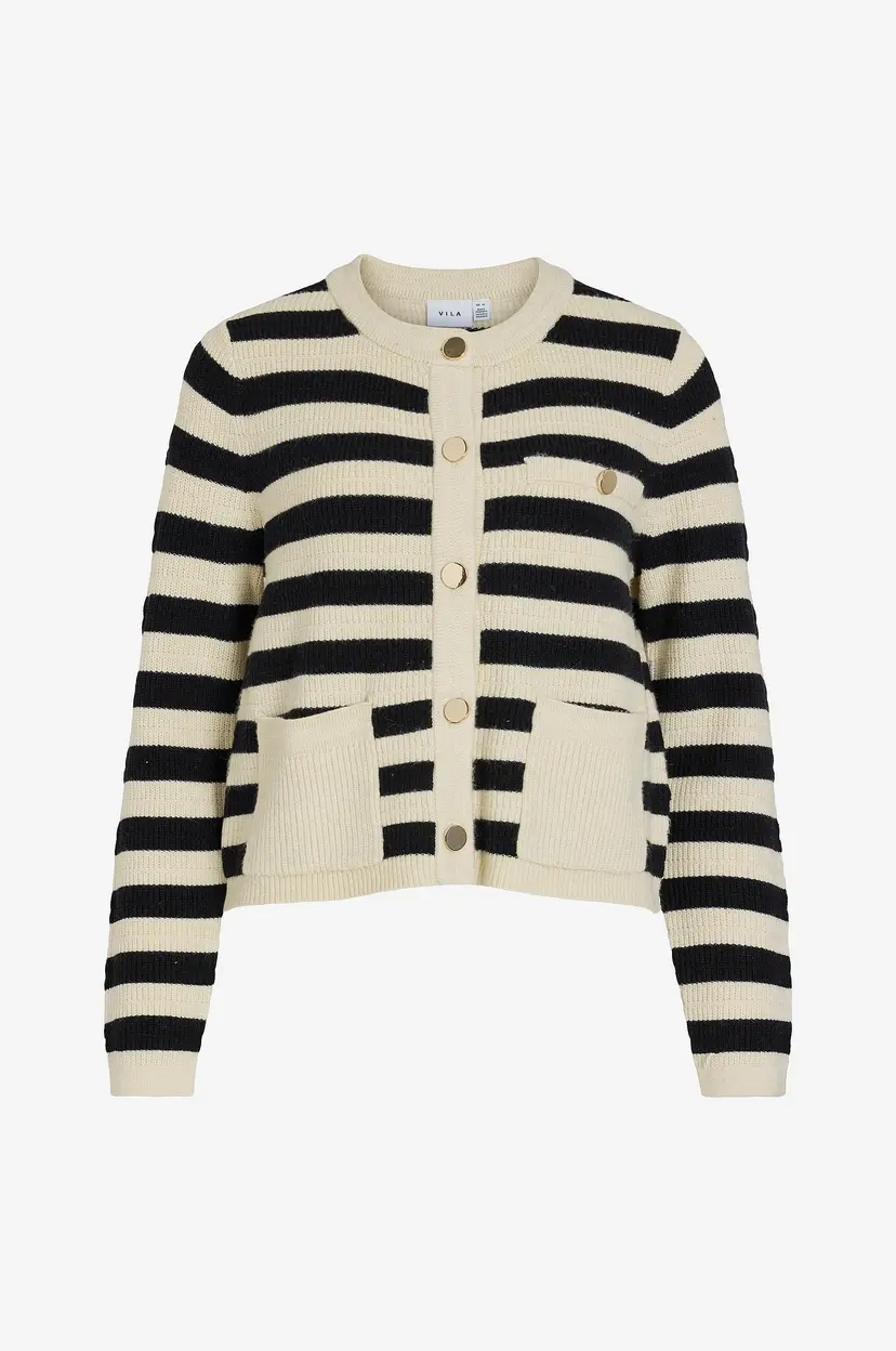 Vila Kofte Vidrea L/s O-neck Knit Cardigan - Beige