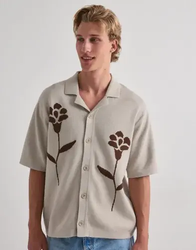 Only & Sons Only & Sons Onssonny Rlx Ss Shirt Knit Kortermede skjorter Beige