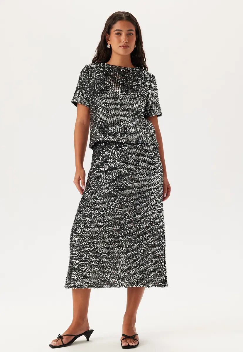 Pieces Pcserena Sequin Hw Midi Skirt