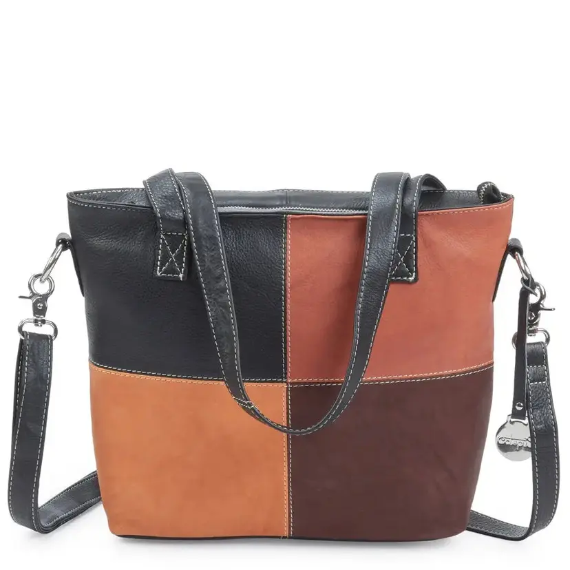 Octopus Denmark Style Nandi i sort/brun/cognac/mørkebrun læder. Vidunderlig, smuk hånd- skulder- og crossbodytaske i læder