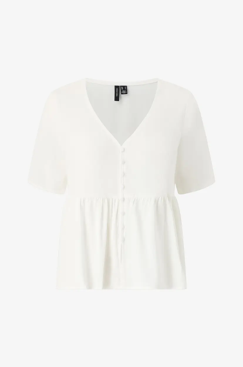 Vero Moda Bluse vmAlba SS Peplum Wvn - Hvit