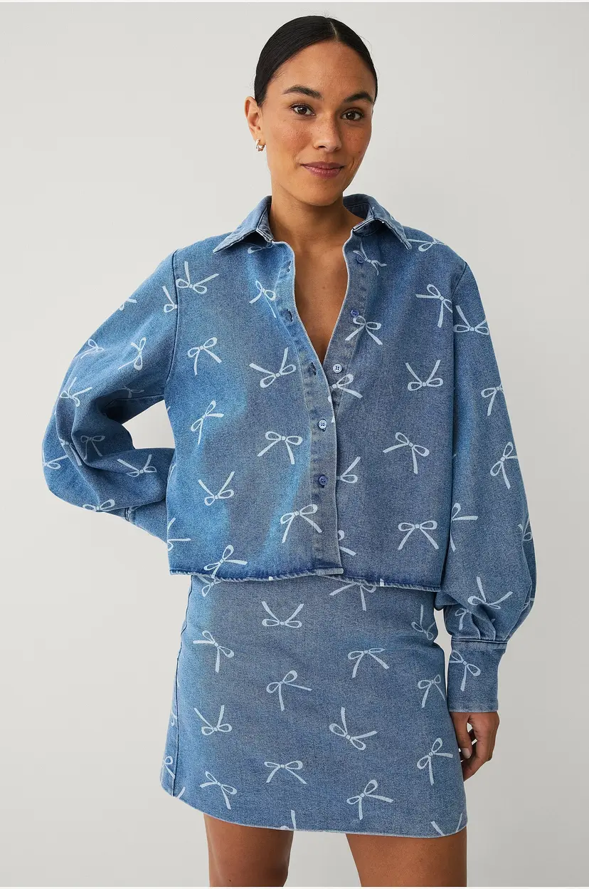 Ellos Collection Denimskjorte med ballongermer - Blå