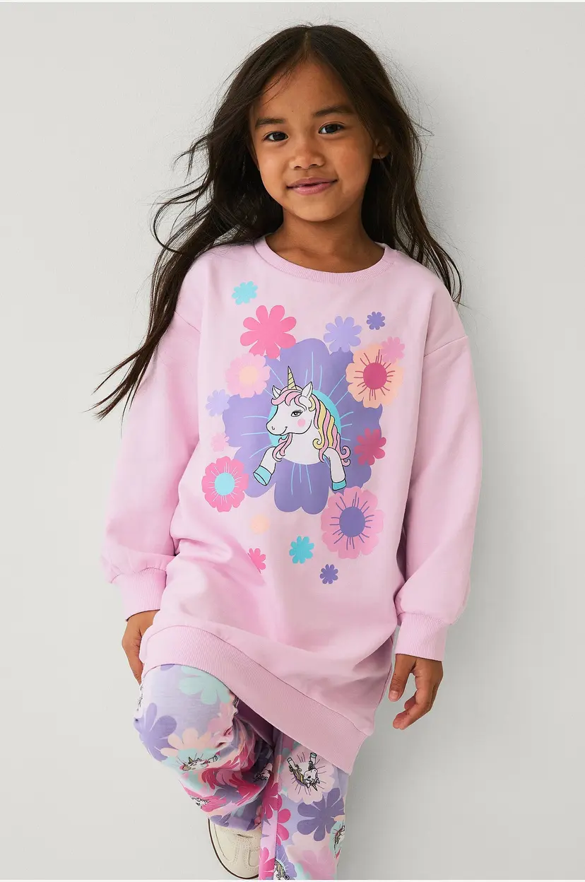 Ellos Collection Sweatshirt-kjole med trykk - Rosa