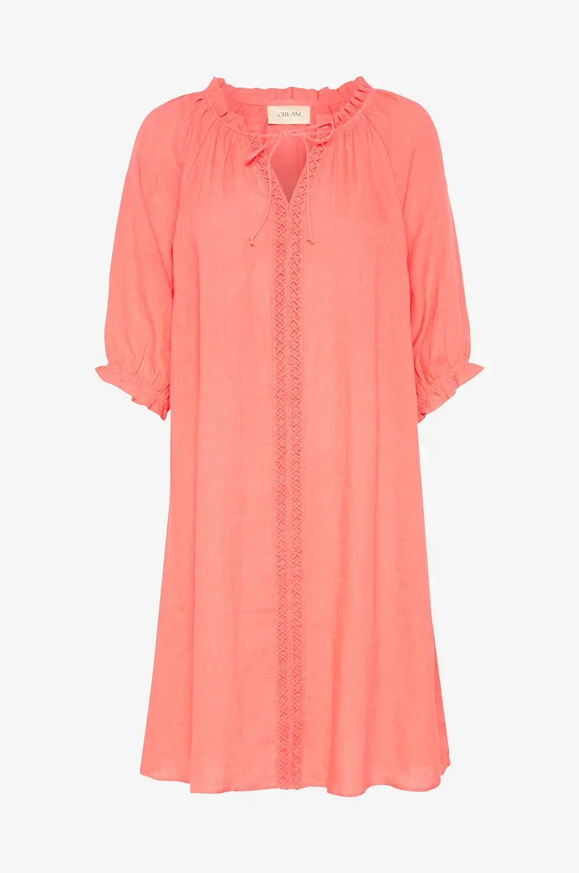 Cream Kjole i lin crBellis Lace Dress - Rosa
