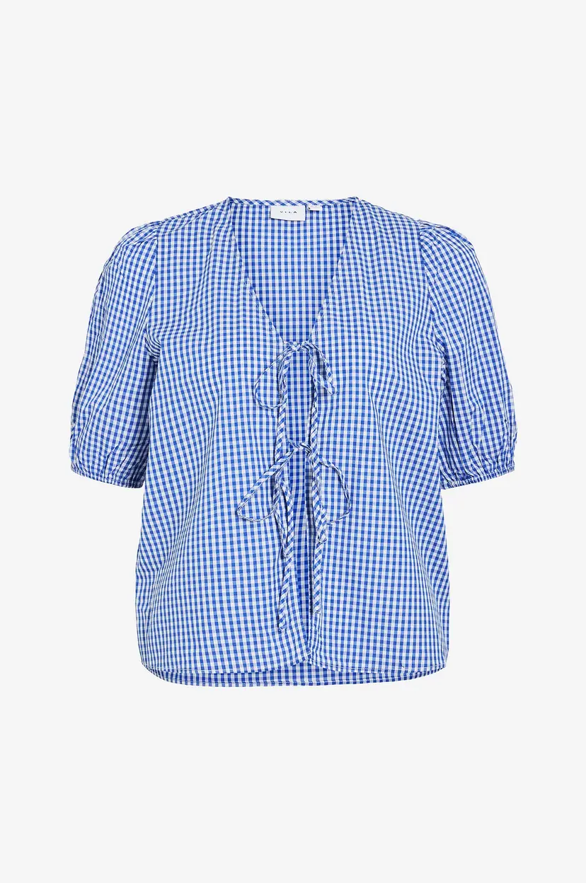 Vila Bluse viSonja S/s Tie Top/ka - Blå