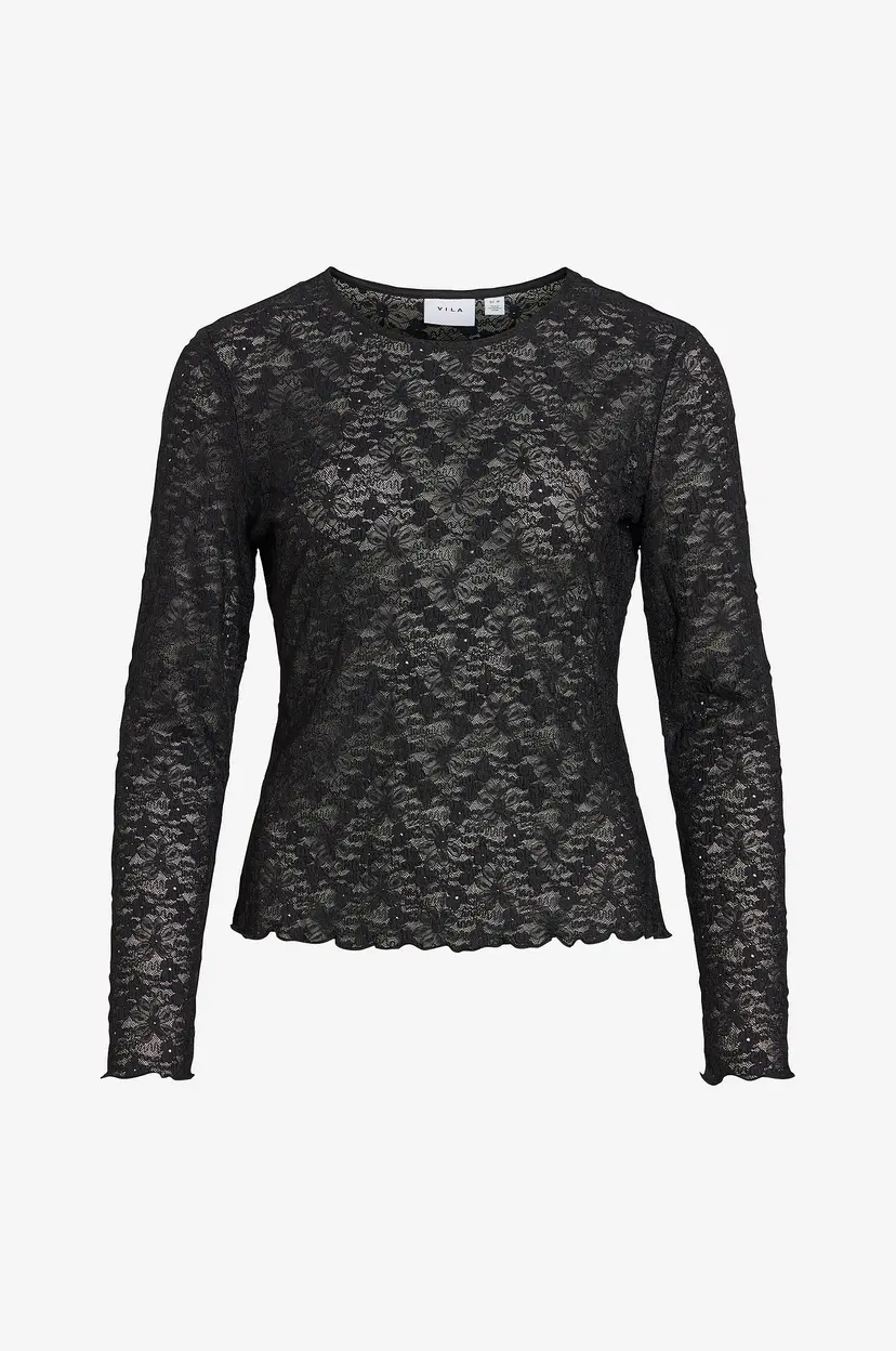 Vila Topp Vifay O-Neck L/S Top - - Svart