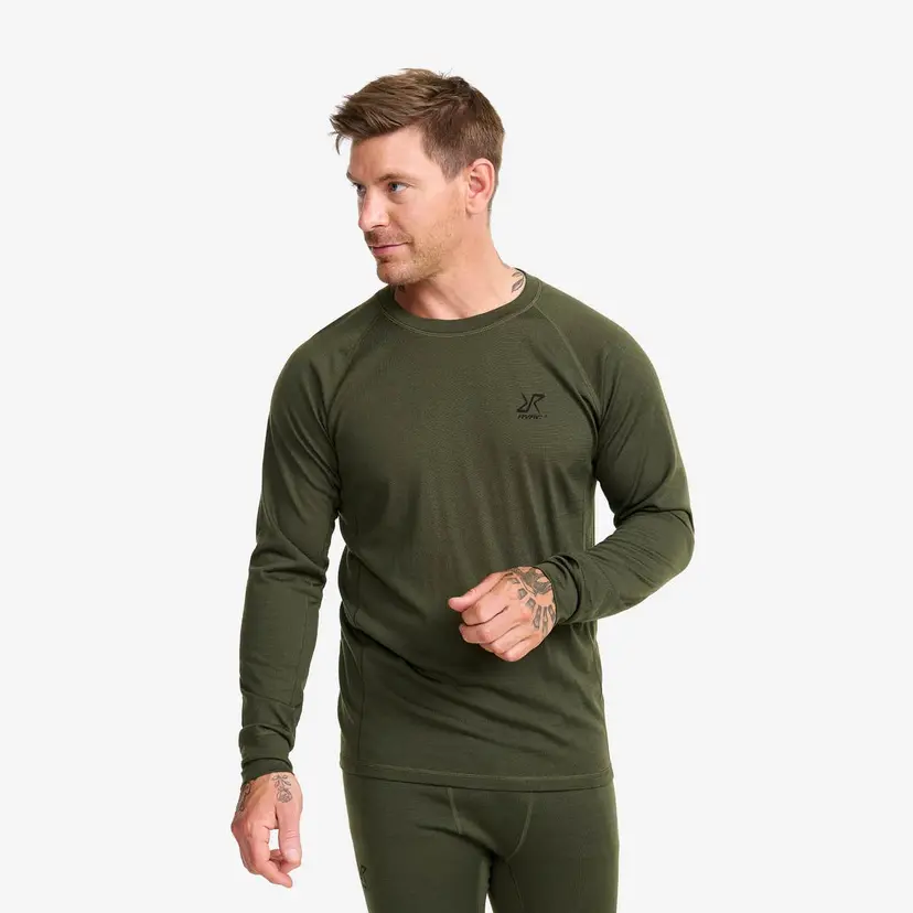 RevolutionRace Route Merino Light Base Layer Top Herre Forest Night
