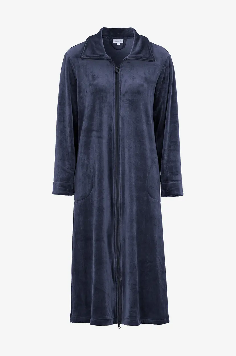 Damella Koselig kjole Velour Fleece Robe - Blå