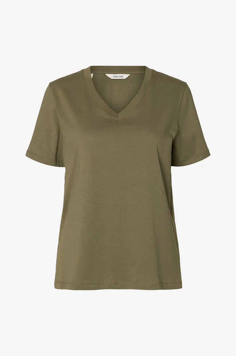 Selected Women T-skjorte slfEssential SS V-neck Tee - Grønn