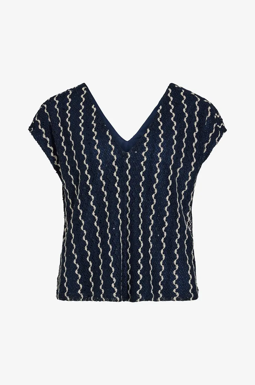 Vila Topp viEllen V-neck S/s - Blå