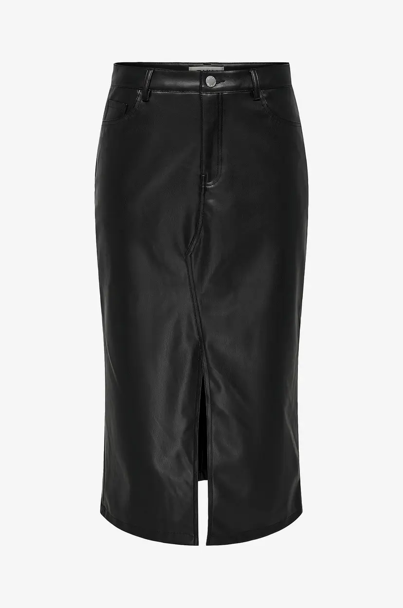 ONLY Skjørt onlKiri HW LO Slit Faux Lea Skirt C - Svart