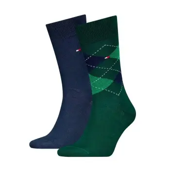 Tommy Hilfiger Tommy Hilfiger Strømper 2P Men Sock Check Blå/Grønn Str 43/46 Herre