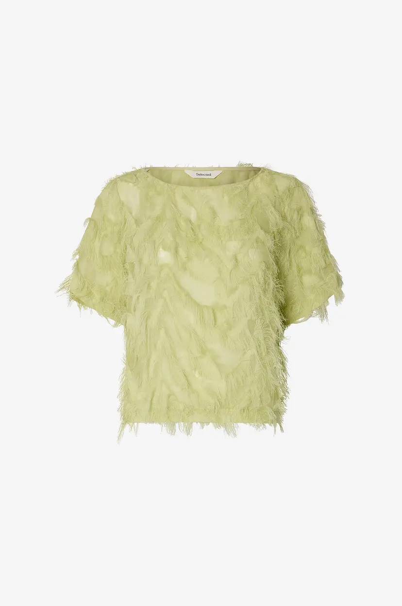 Selected Women Bluse slfMyline SS Boat Neck Top B - Grønn