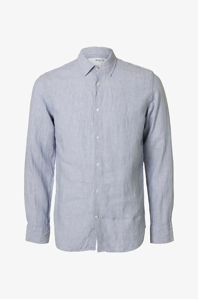 Selected Men Skjorte slhRegkylian-linen Shirt LS Classic - Blå