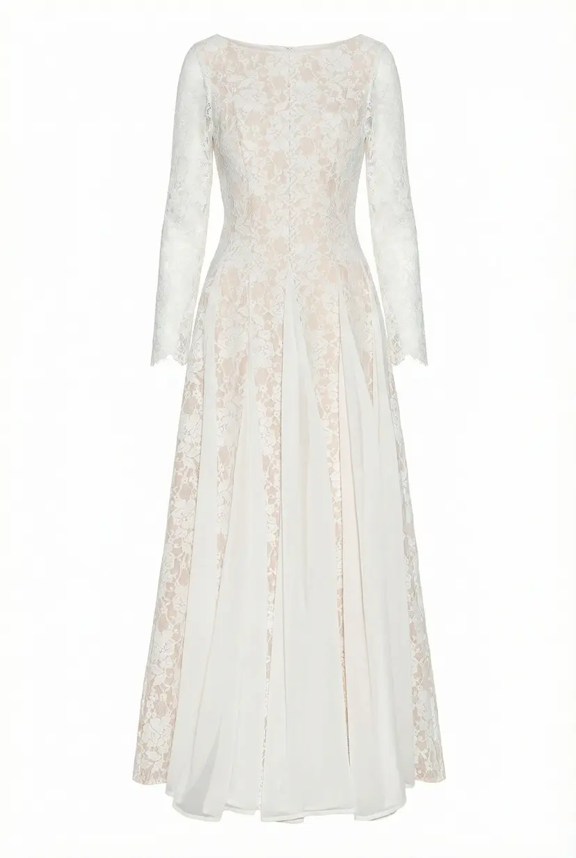 MurlongCres. Ylva Maxi Dress Long Sleeve White, XXS