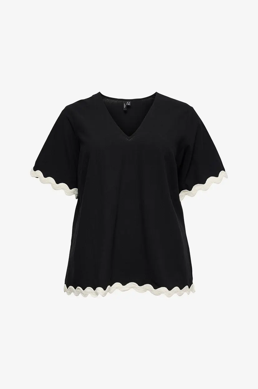Vero Moda Curve Bluse vmcJenna S/S V-neck Top Wvn Btq GA - Svart