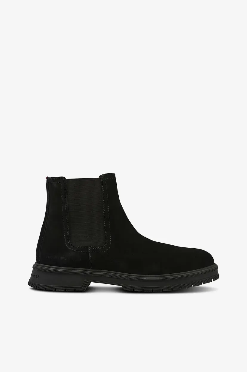 Tommy Hilfiger Chelseaboots Hilfiger Suede Zip - Svart