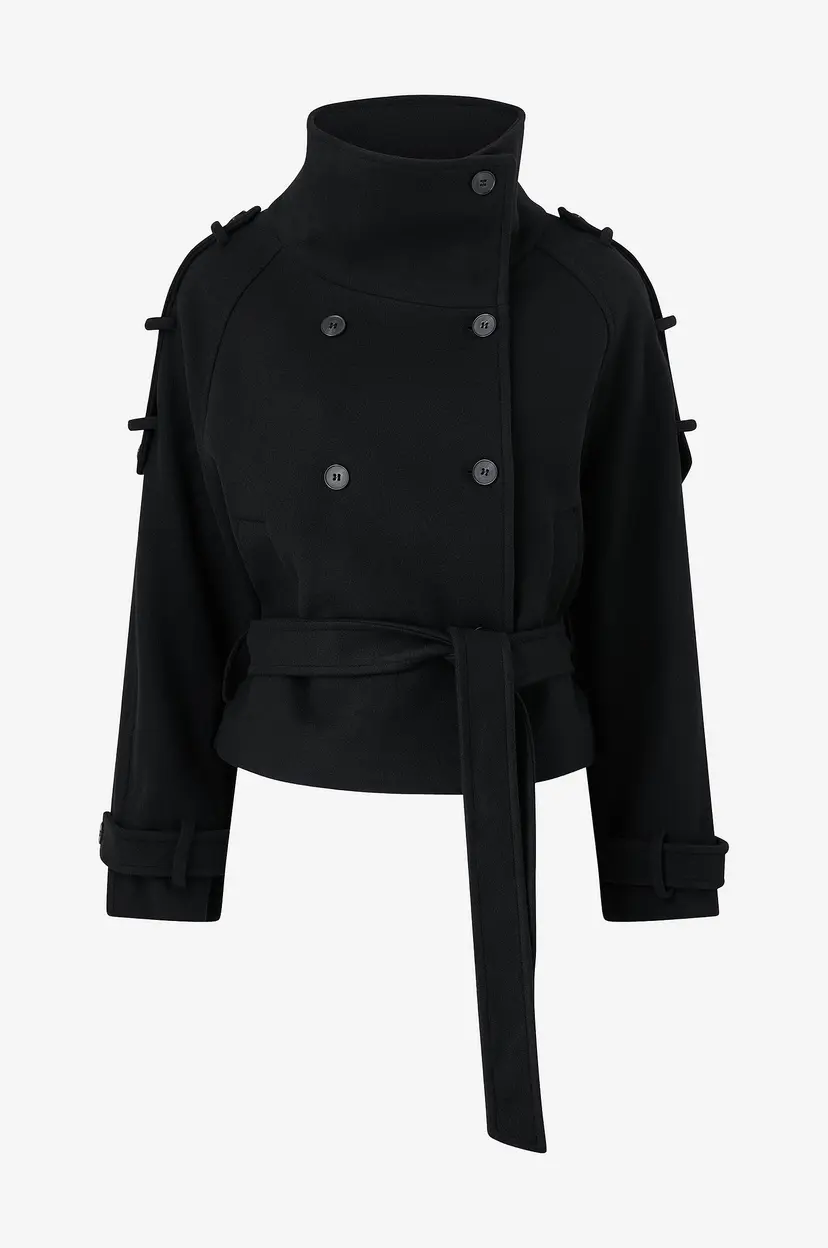 Gina Tricot Jakke Wool Blend Short Jacket - Svart