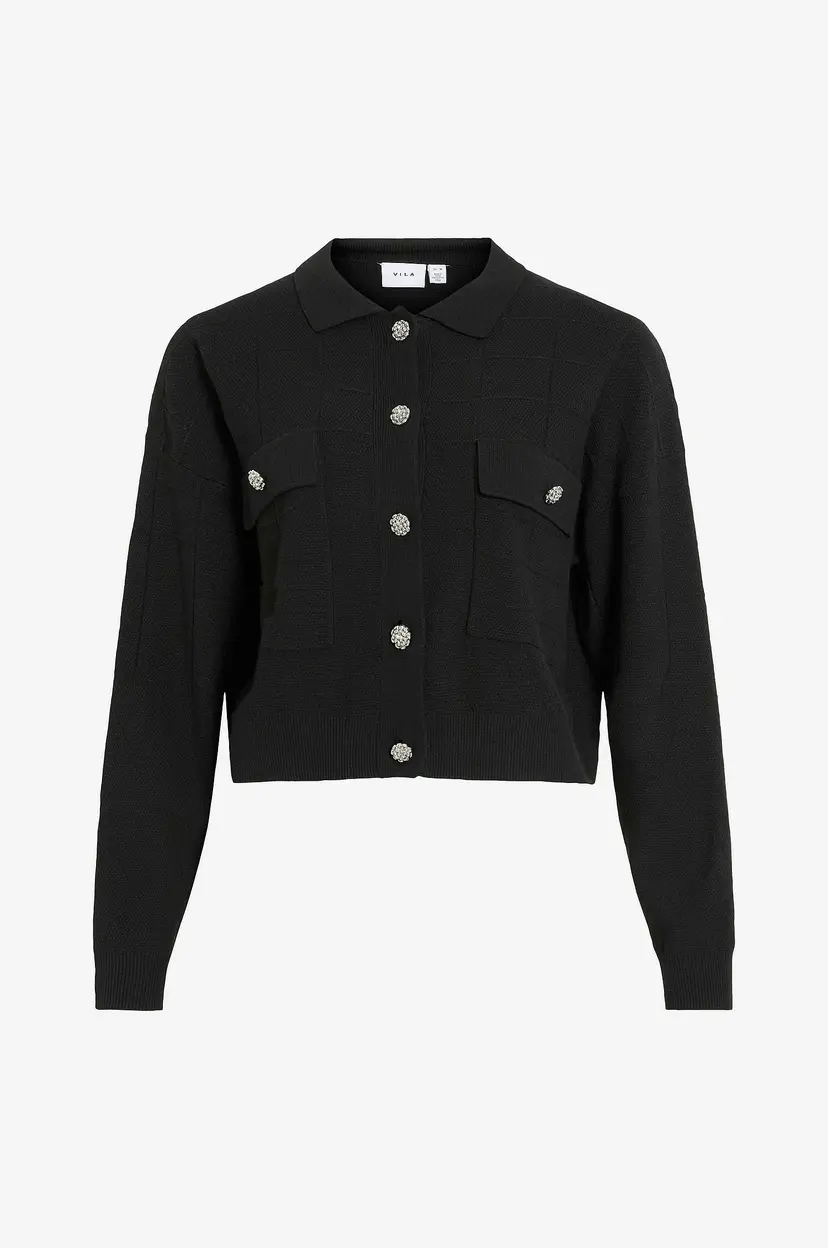 Vila Kardigan viJulisa L/s Short Knit Cardigan/bf - Svart