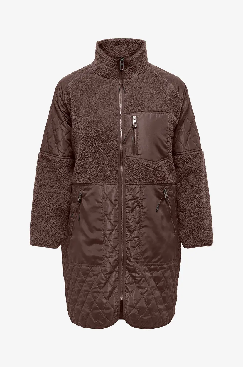 Only Carmakoma Kåpe Carohio Quilt Mix Fleece Coat Otw - Grå