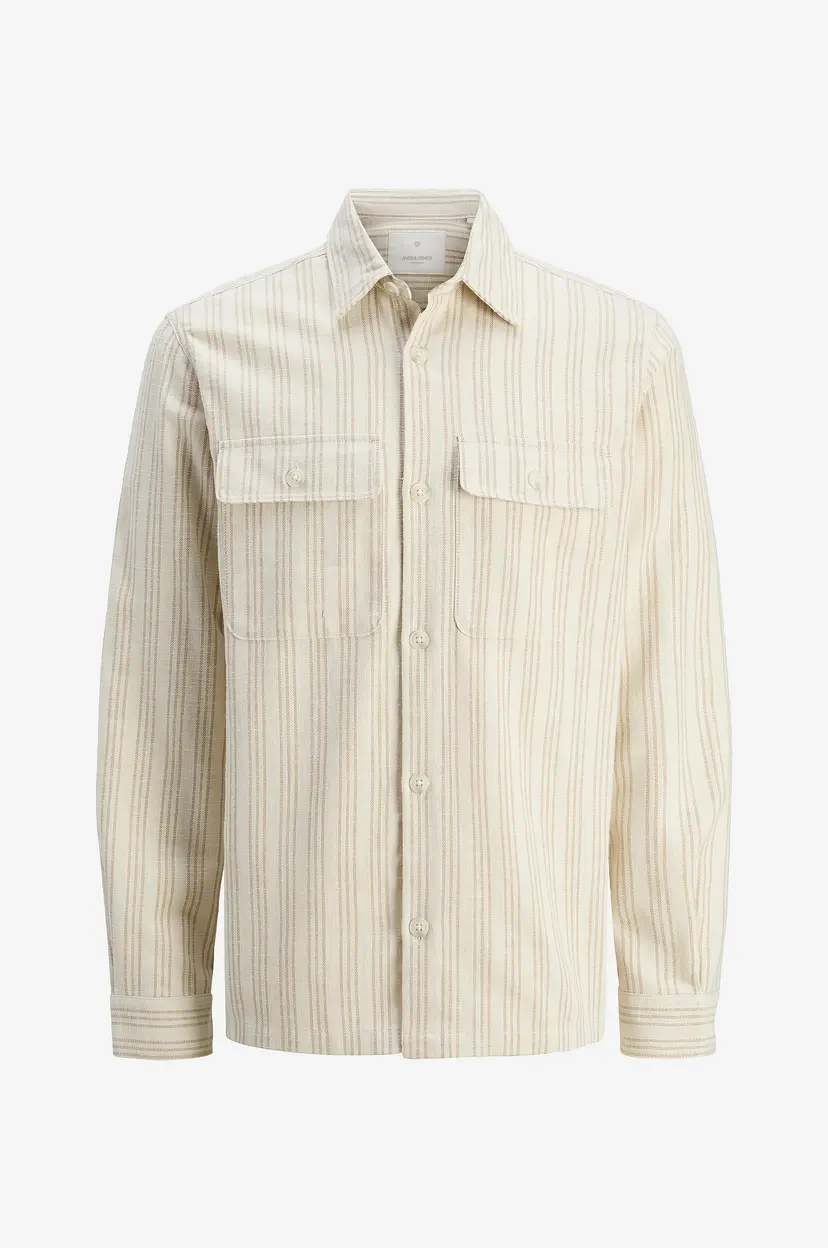 Jack & Jones Overtreksskjorte jprcCraymond Spring Stripe Overshirt - Natur