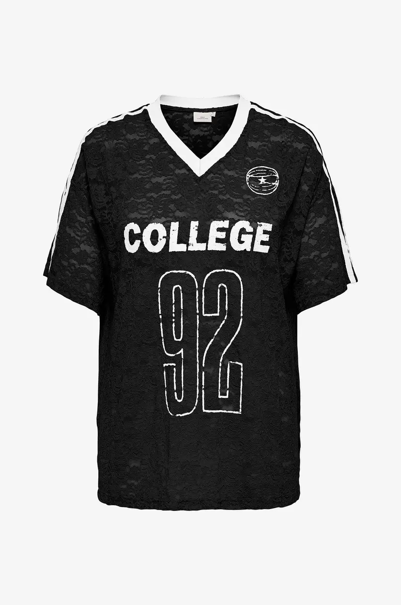 Only Carmakoma Topp carKia S/S O-neck Lace Tee Jrs - Svart