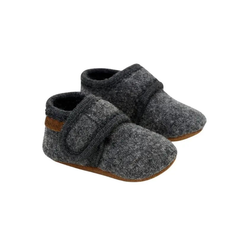 En Fant En Fant - Tøfler i Ull Dark Grey Melange