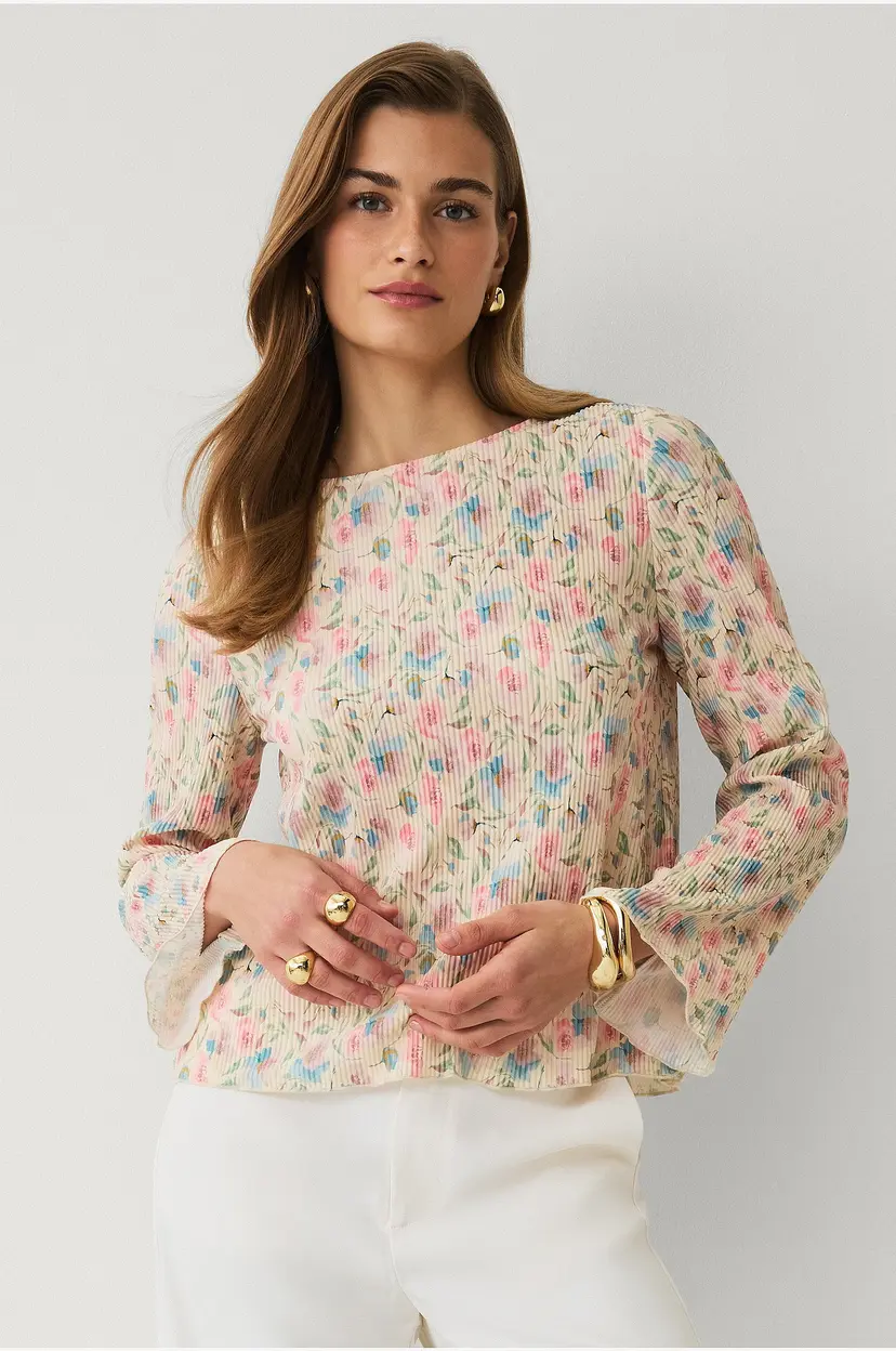 Ellos Collection Trikotbluse med plisseringer - Gul