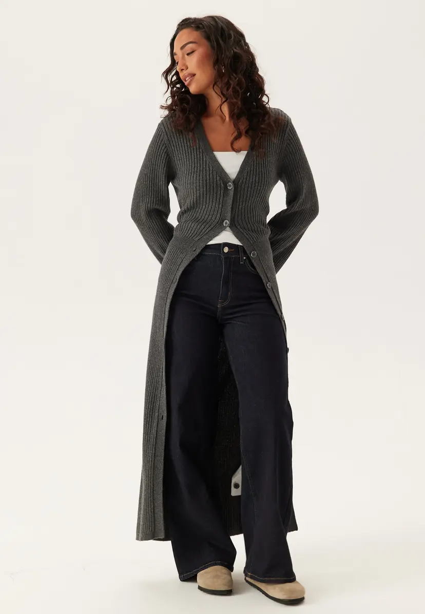 Bubbleroom Rib Knitted Cardigan Dress