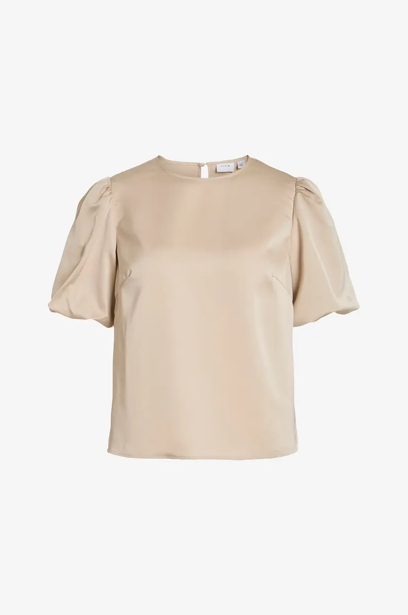 Vila Bluse viEllette 2/4 Satin Puff Top - Beige