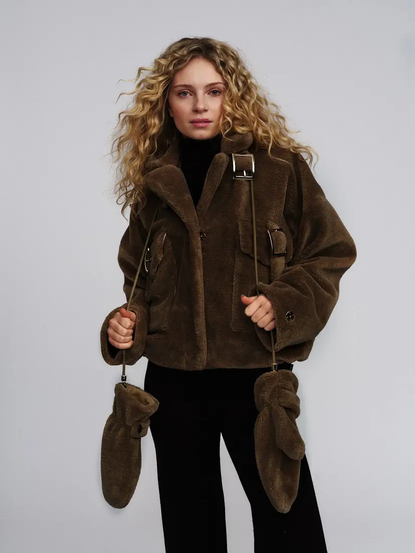 ella&il Shea Shearling Gloves Brown