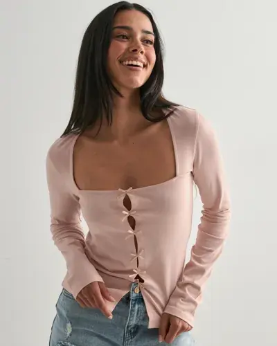 Nelly Nelly - Rosa - Square Bow LS Top